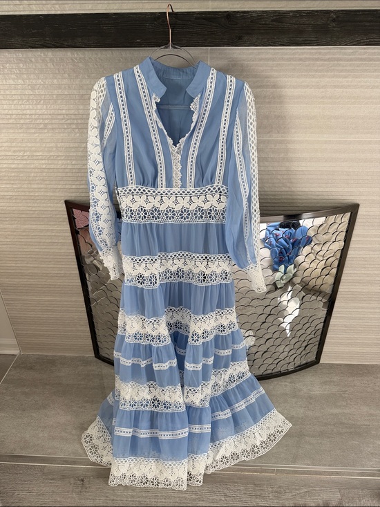 Chicwish Dresses & Skirts - Chicwish Powder Blue and White Lace Maxi Dress